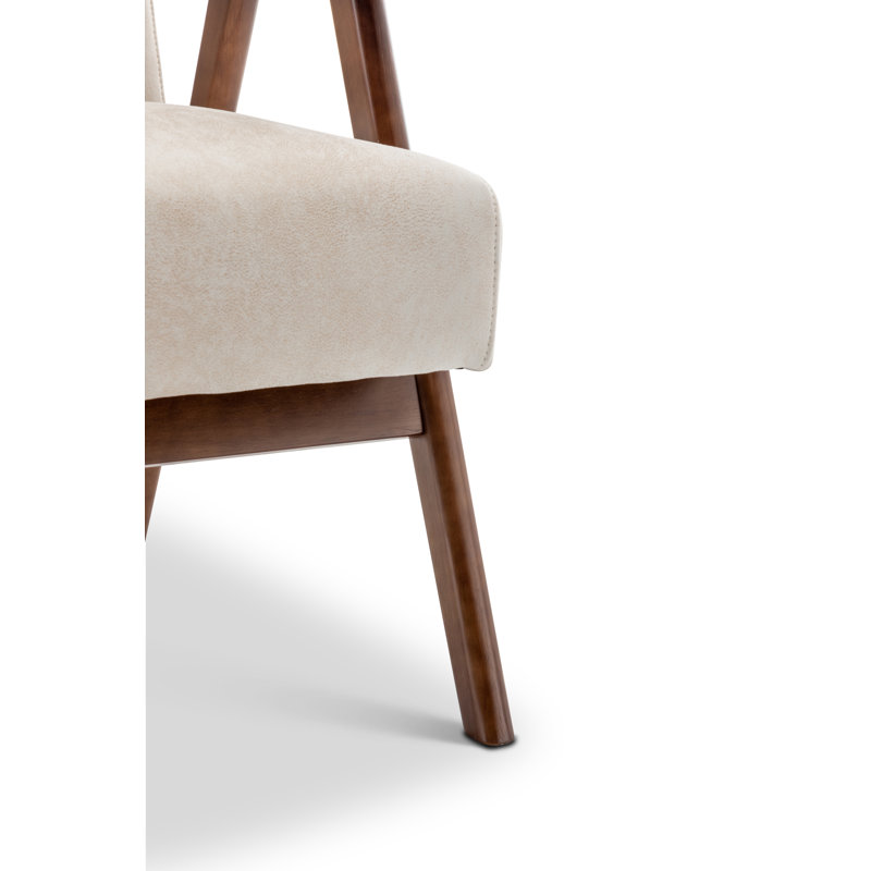 Gabar 75Cm Wide Classic Mid-Century Modern Armchair, Cream Faux Leather