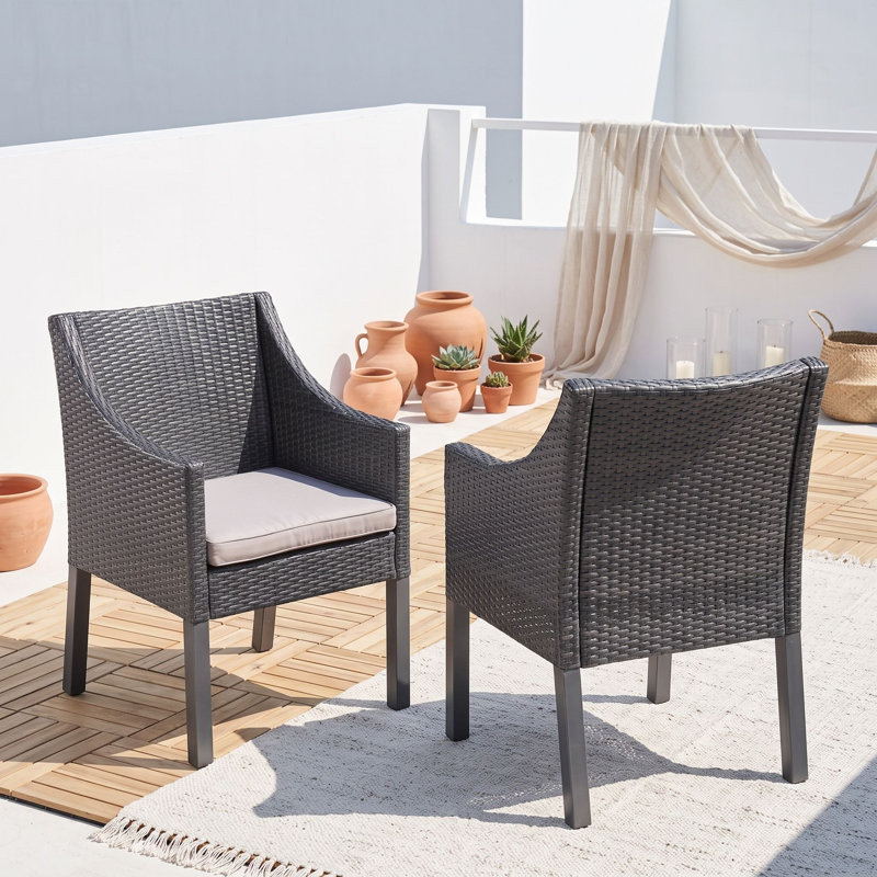 Ensemble de mobilier de patio extérieur en acier robuste et en osier résistant aux intempéries