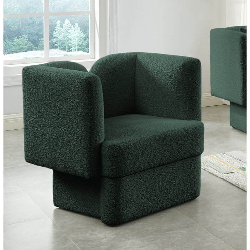 Chaise Hérone, Tissu bouclé vert