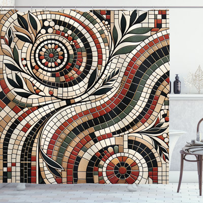 Abstract Shower Curtain with Hooks Included