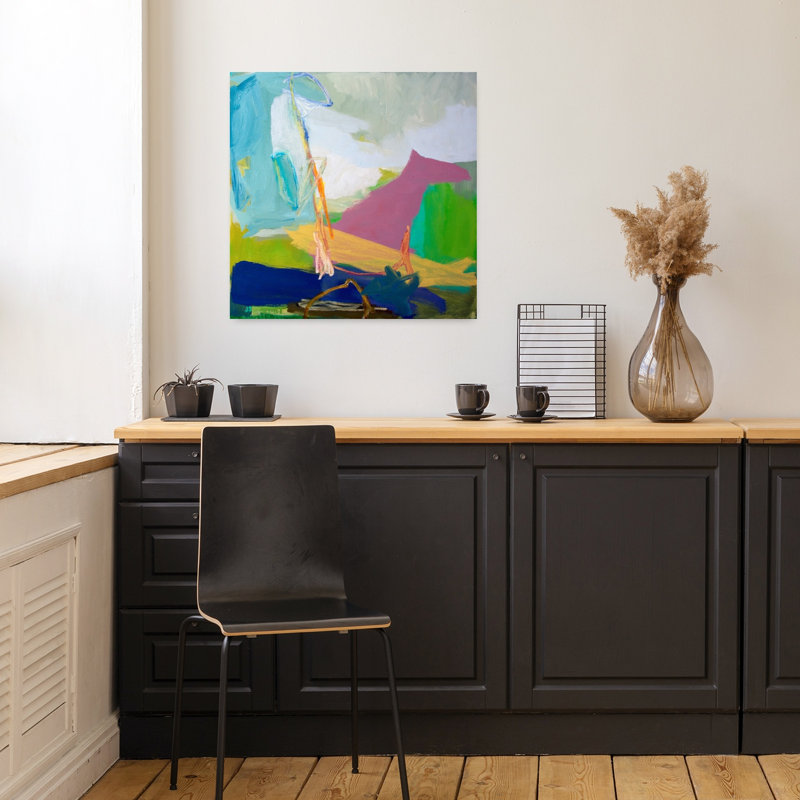 Land with Dog, art contemporain abstrait, H 18 po x l 18 po
