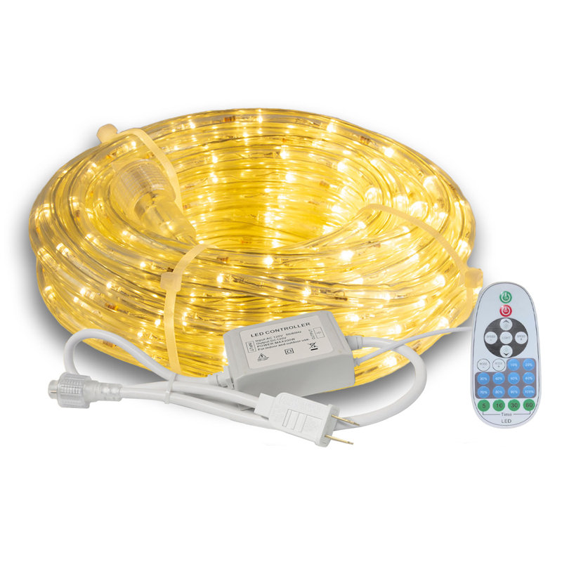Cordon lumineux 32,8 pi, 120 V enfichable, débrochable, connectable, luminosité réglable, étanche IP65, télécommande avec modes dynamiques et minuterie