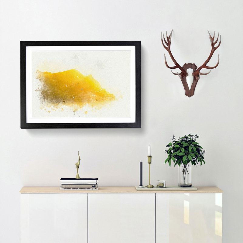 Bird Above the Channel Islands in Abstract - Picture Frame Graphic Art Print, 27cm H x 36cm W x 2cm D, Black Framed