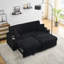 Canapé 80 po en velours côtelé multifonctionnel inclinable, conception peu encombrante, accoudoirs, porte-gobelets et repose-pieds amovible-2074881002-2074880996