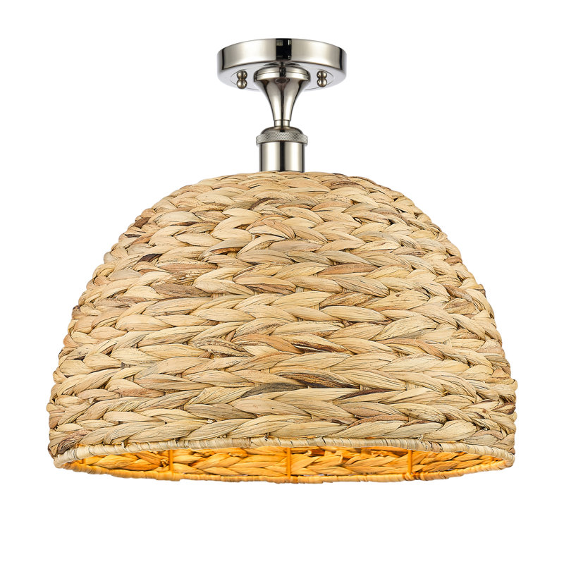 Plafonnier semi-encastré 1 lumière 16 po Tsang, H 14,5 po x l 15,75 po x P 15,75 po, Nickel poli