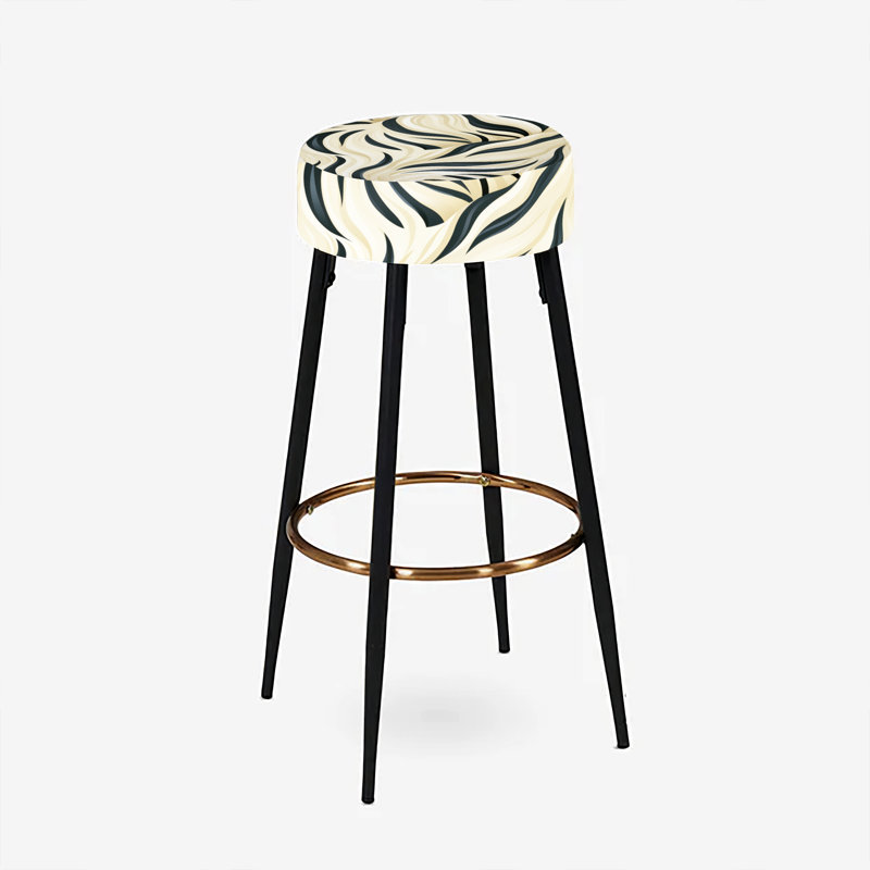 Ensemble de 2 tabourets de bar abstraits crème et noir Zebra Harmony