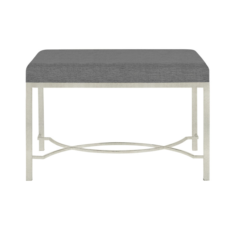 Izmir Linen Upholstered Bench, Oyster White/Charcoal Linen