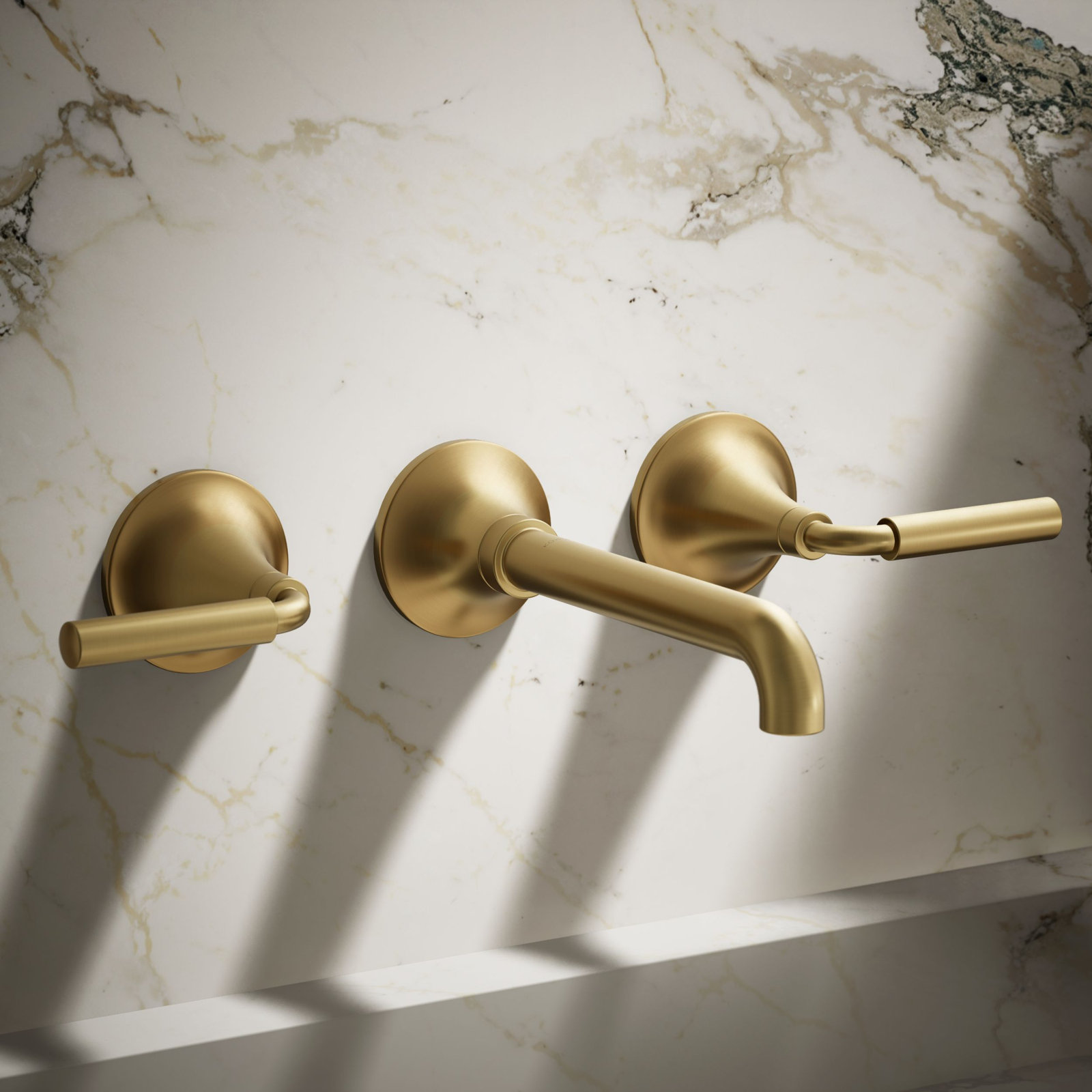 Tone Wall-Mount Bathroom Sink Faucet Trim, Vibrant Brushed Moderne Brass