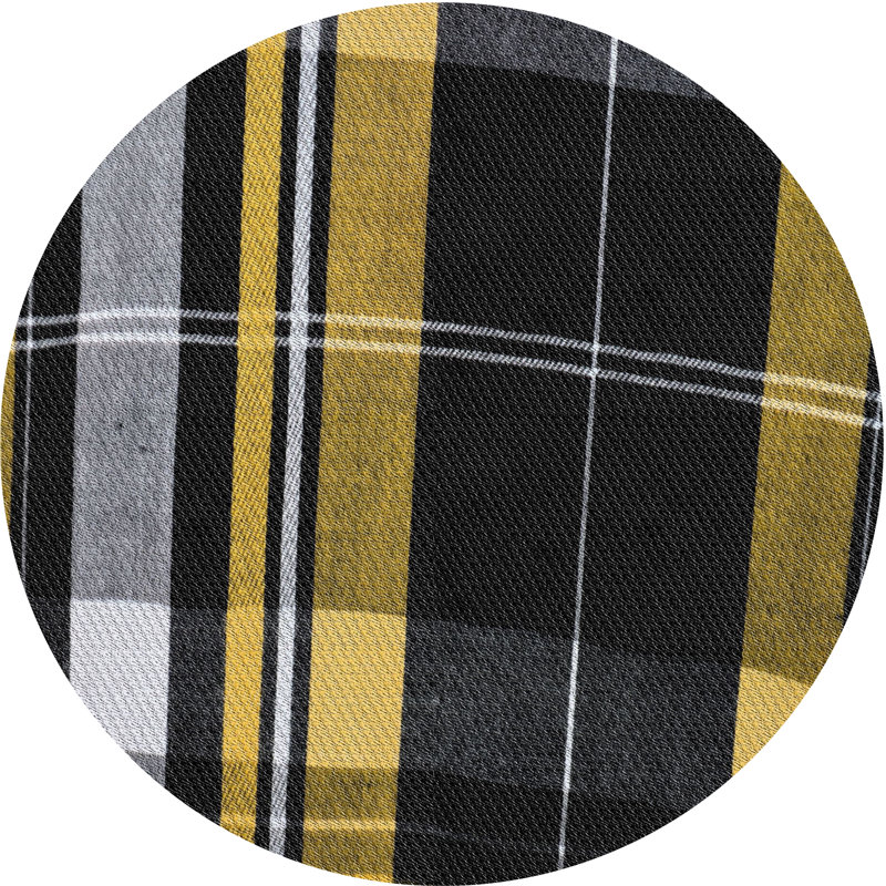 Tapis noir/jaune à motifs, Rond 7 pi