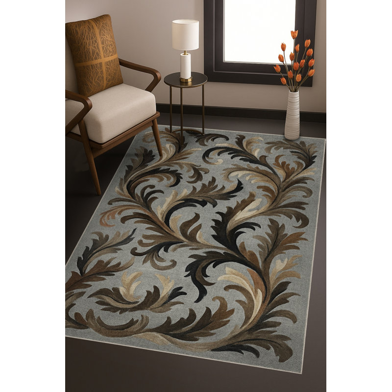 Tapis bleu tissé lavable rétro Mosso, 3'3" x 9'10"