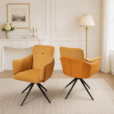 360° Swivel Home Office Desk Chairs Set of 2 (Orange)