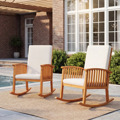 Chaise berçante de luxe en bois d'acacia - Élégance intérieure / extérieure