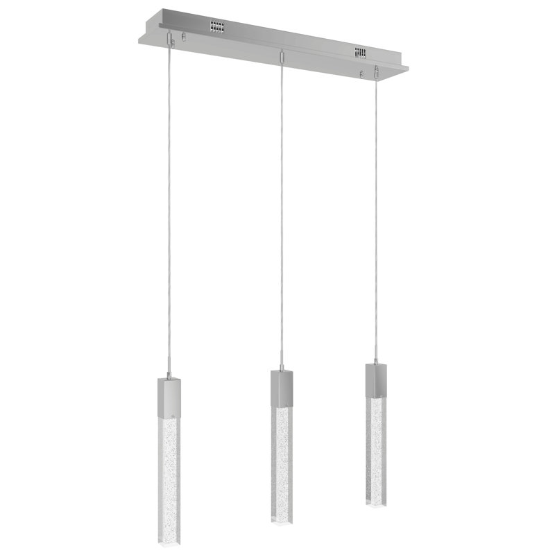 Aspen 3 - Light LED Pendant, Chrome, Clear Glacier K9