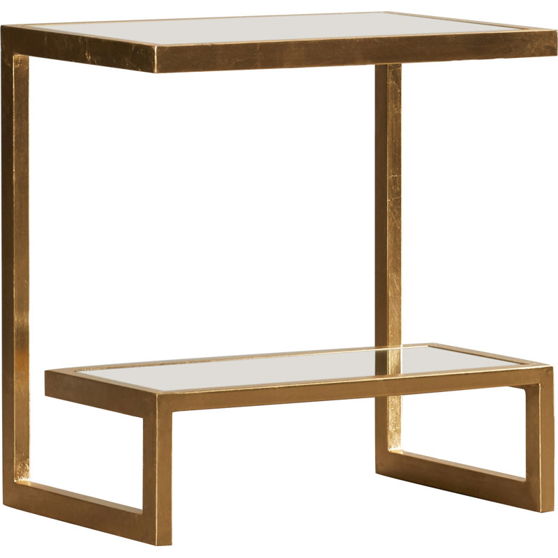 Oxendine Glass Tray Top End Table, Gold/Mirrored