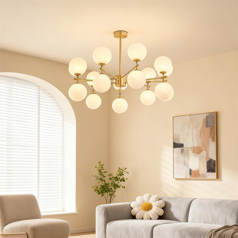 18- Light Dimmable Bubble Glass Sputnik Modern Linear Chandelier