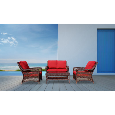 Oldenburg 4 - Person Patio Conversation Set with Cushions