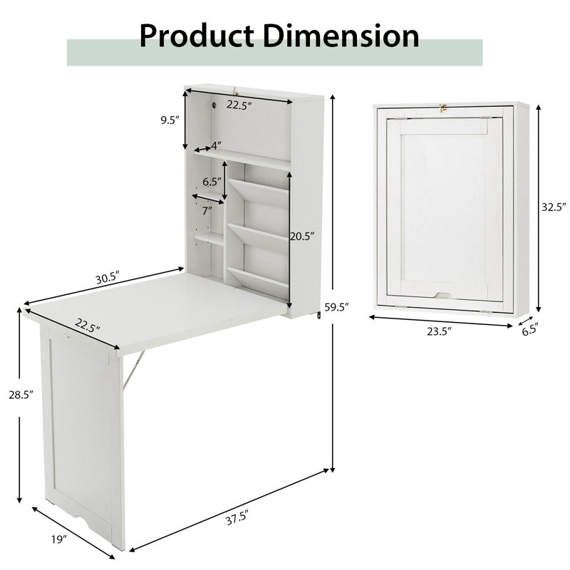 Bureau flottant Camlyn, Blanc