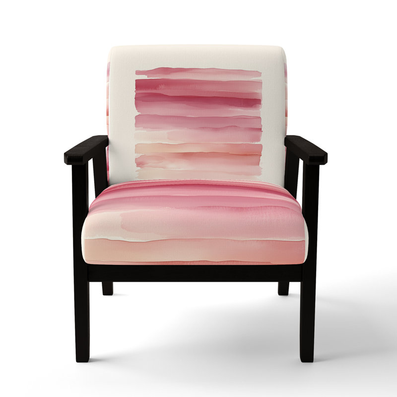 Chaise d'appoint abstraite minimaliste - Blush Horizon Lines II, Black Square Arms
