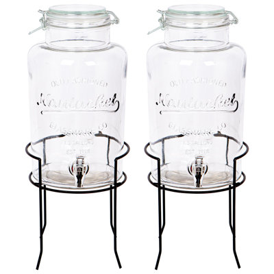 Rink Drink 2x Glass Drinks Dispensers with Tap & Stand