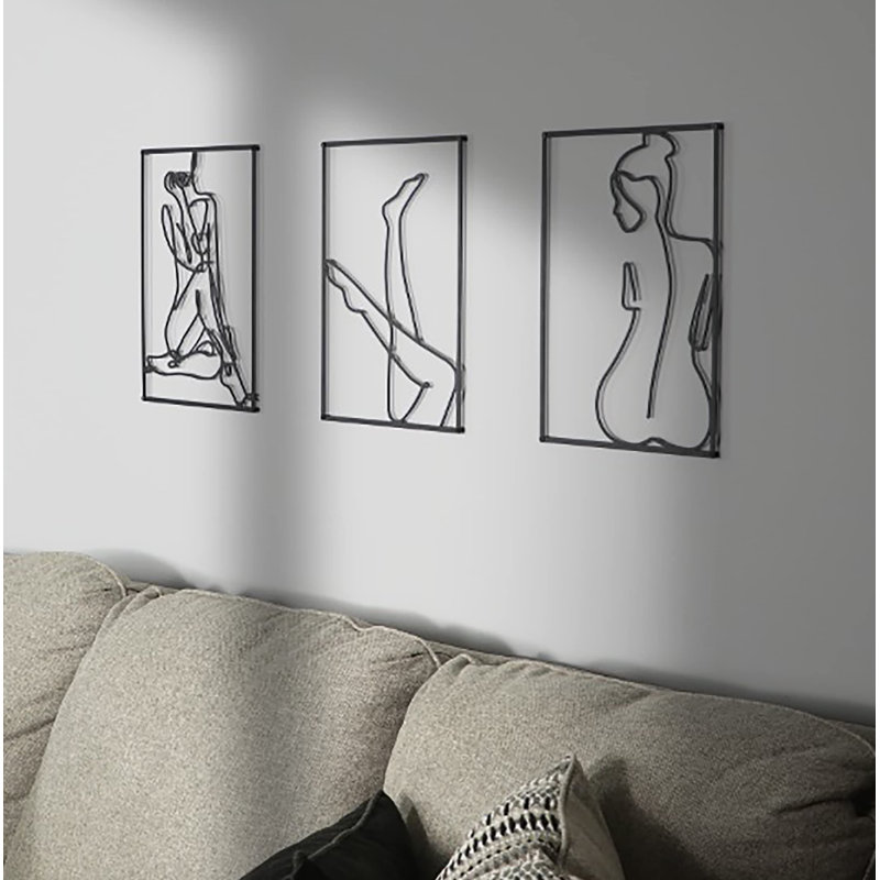 Modern Abstract Wall Decor on Metal, Black 
