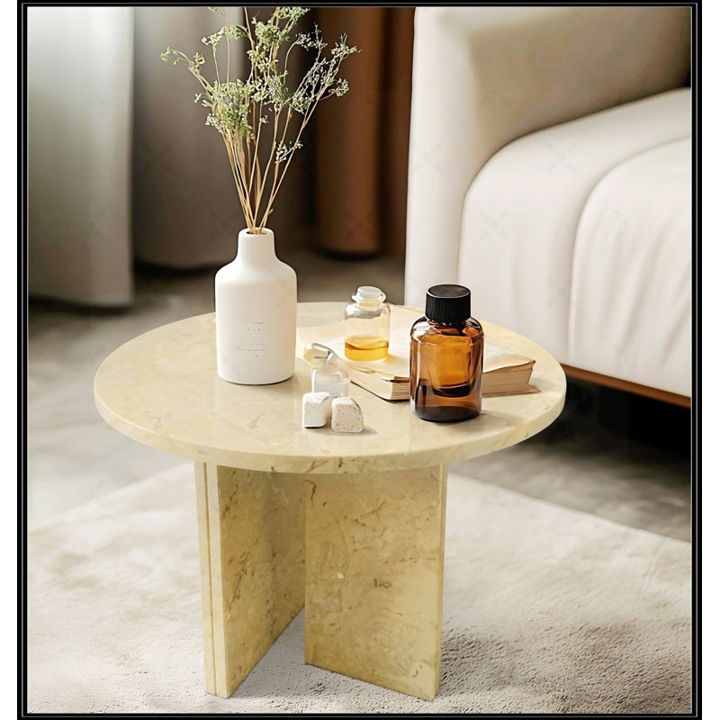 Glod Beige Natural Marble Coffee Table, Beige