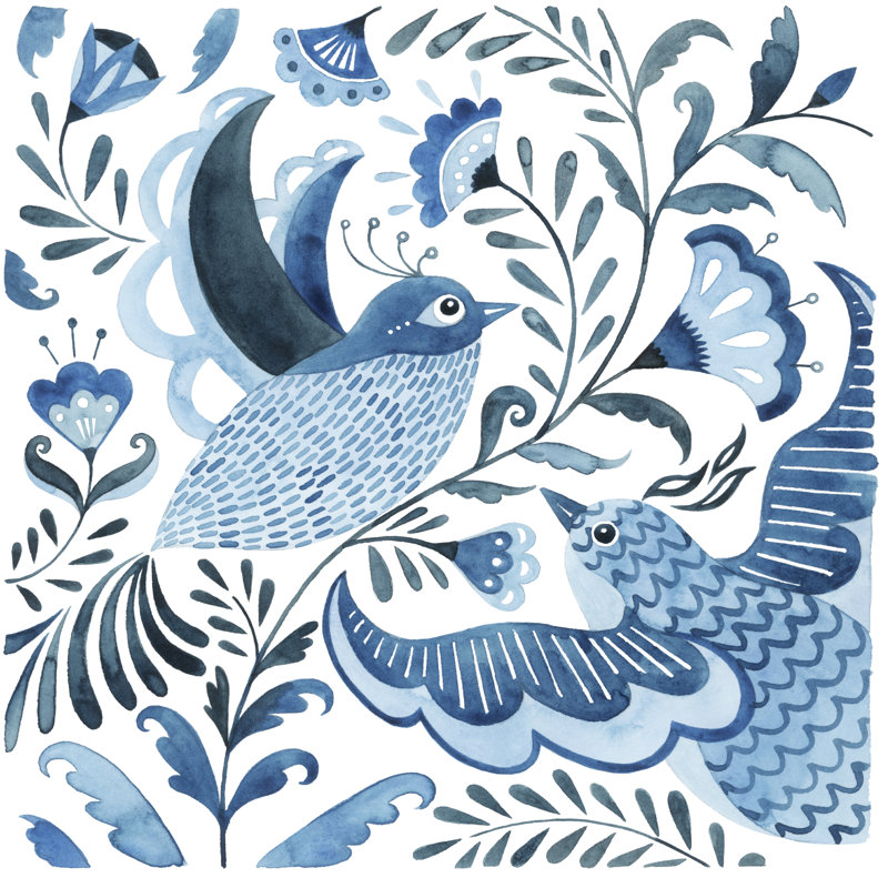Blue Bird Folk I, H 12 po x l 12 po