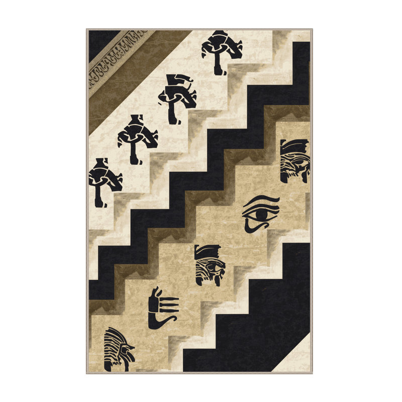 Machine Washable Newberry Set Bold & Eclectic Modern Chevron Rug in Beige – Beige Binding, 7x9