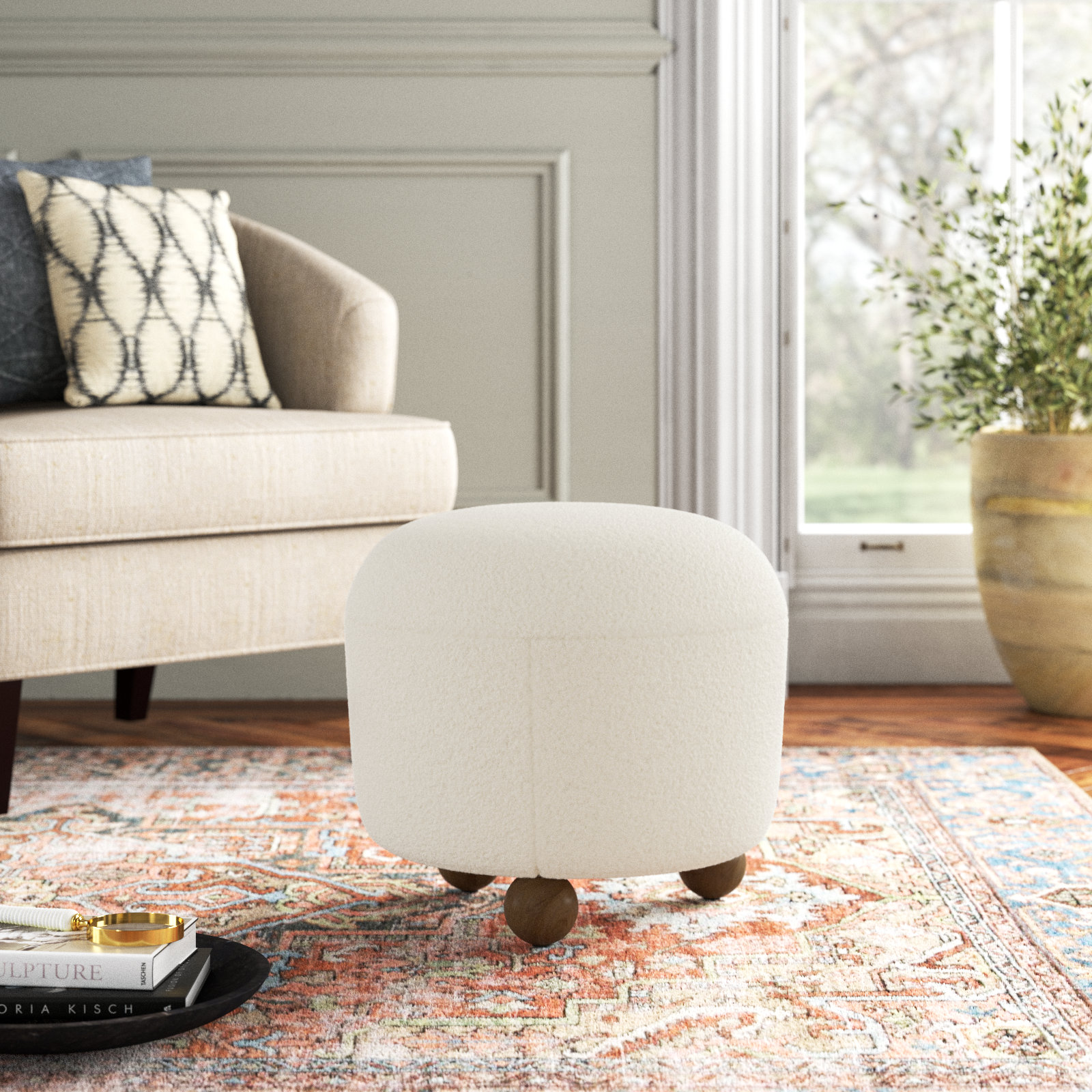Canyon 20" Linen Upholstered Ottoman