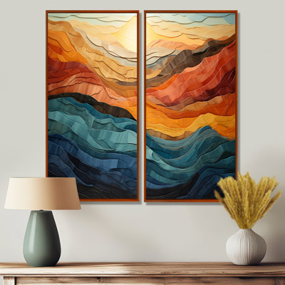 Corail bleu sarcelle audacieux paysage de montagnes - impressions sur toile traditionnelles