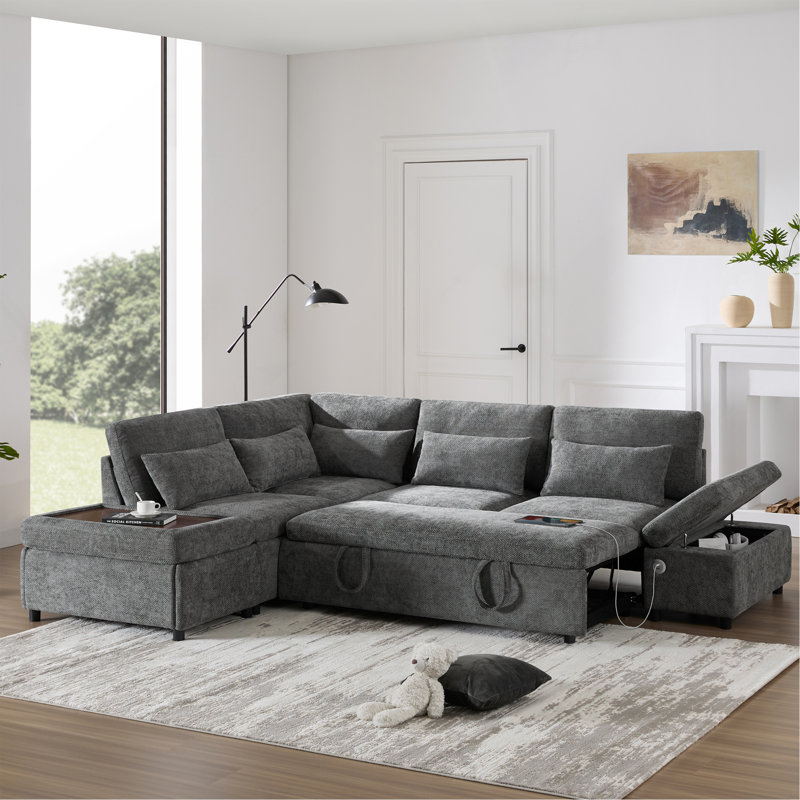 [VIDÉO] Canapé modulaire coulissant modulaire de 107 po en forme de L avec sièges larges, repose-pieds avec rangement à mouvement libre, combinaison libre, canapé surdimensionné en chenille pour le salon et l’appartement, 2 couleurs