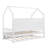 Wooden Twin House Bed with Trundle and Storage Shelf, Modern Playhouse Platform Bed Frame, Sturdy Pine Kids Bed for Bedroom, No Box Spring Needed