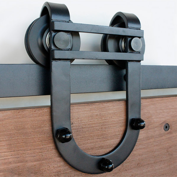 Black Steel Barn Door Hardware Kit Standard Single, 100 in.