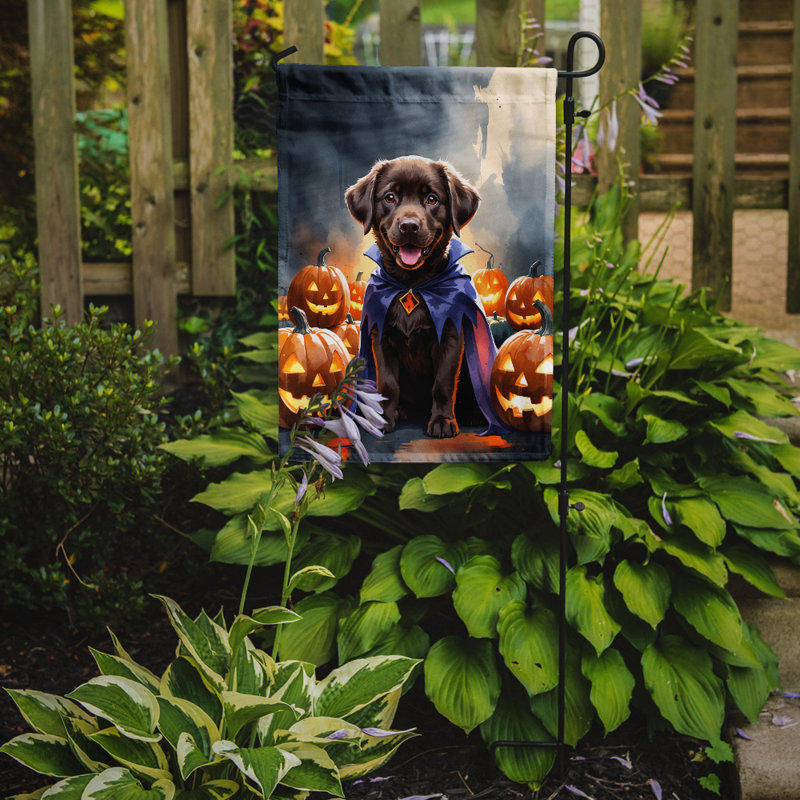 Drapeau de jardin chiot Halloween, Labrador Retriever chocolat