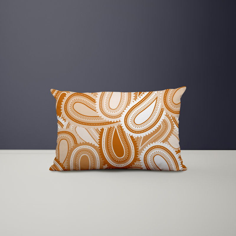 Paisley Outdoor Reversible Throw Pillow, Orange