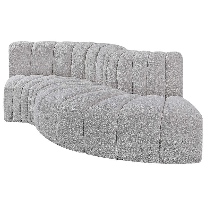 Houssam Upholstered Curved Sectional Reversible, Grey Boucle Fabric