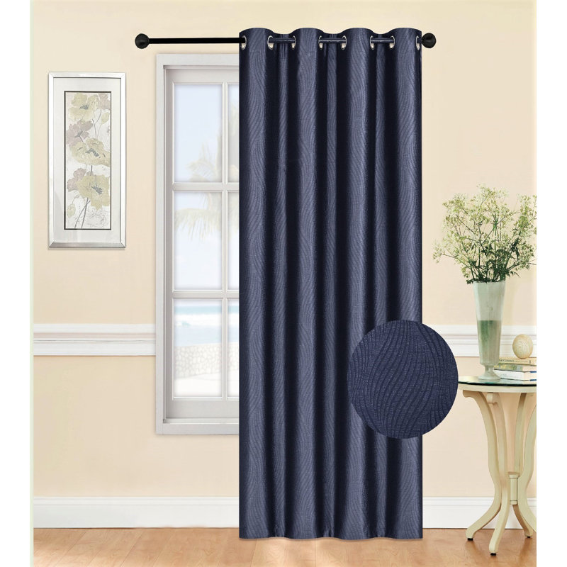 Rideau en polyester Briania, L 54 po x L 95 po, Bleu marine