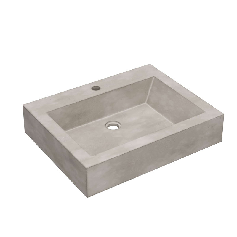 Natoma 24" Wall-Mounted Concrete Rectangular Bathroom Sink, Sage, Single-Hole Faucet