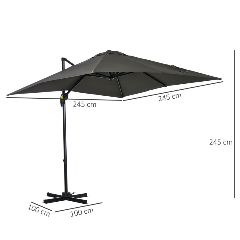 Brentton 245cm Cantilever Parasol, Grey
