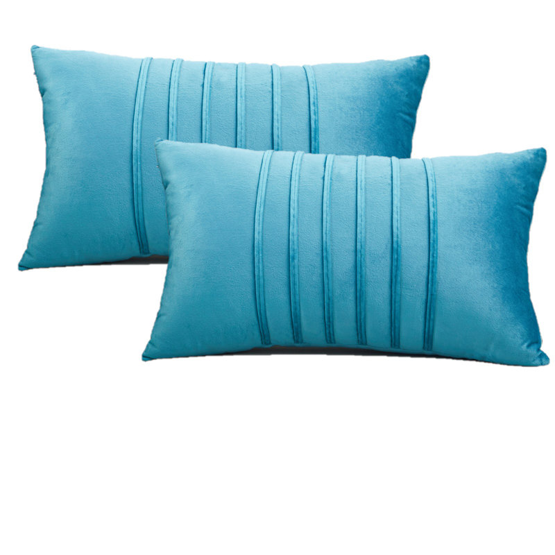 Housse de coussin Velvet Center Lines, Bleu