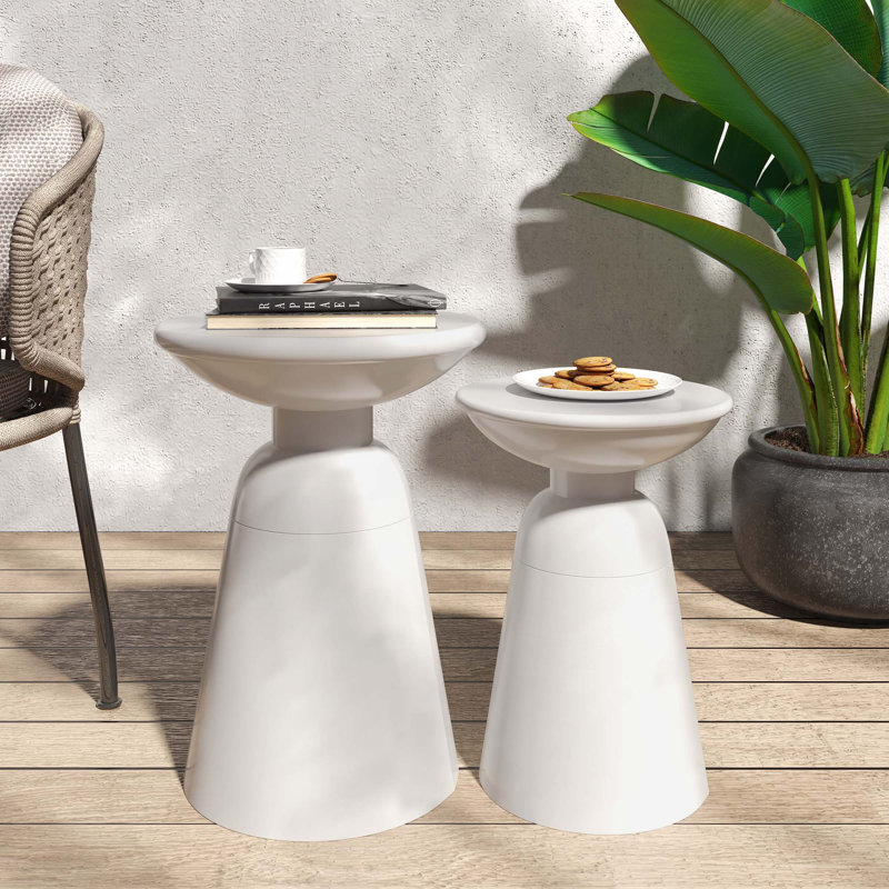 Table de bout en métal, ensemble de 2, Blanc