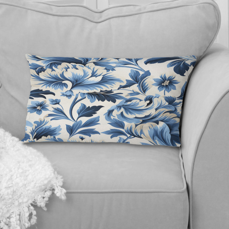 Pivoine nordique damassé Simplicity I - coussin à imprimé floral