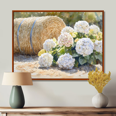 Hortensias dans la cour I - art mural grand hortensia