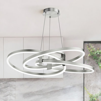 Alliber 3-Light 36" Modern Square/Rectangle Led Chandelier With Aluminum Frame