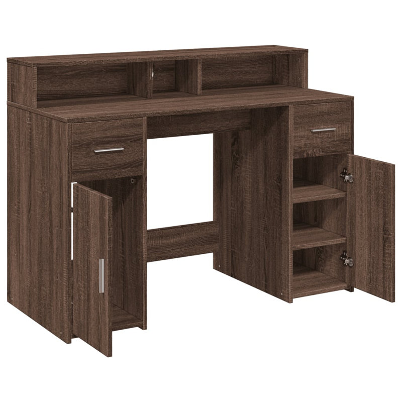 Computer Desk, Brown oak/Look, 91cm H x 120cm W x 55cm D