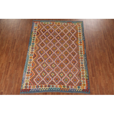 Reversible Wool Kilim Living Room Rug 7x10