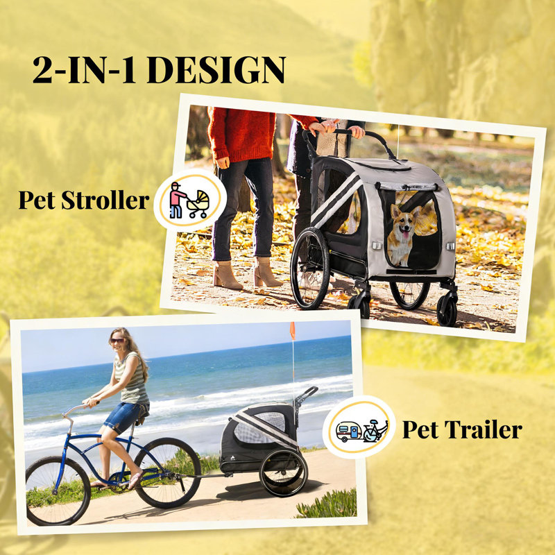 Porte-vélos Bella Dog Stroller avec drapeau de sécurité et tissu Oxford résistant aux intempéries
