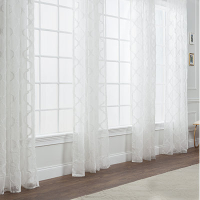 Panneaux de rideaux transparents damassé Carlena