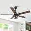 Ventilateur de plafond intelligent 52 po avec trousse d'éclairage et télécommande VacZon, moteur à courant continu réversible à 6 vitesses, pales en bois à double face, minuterie, tiges verticales de 6 po / 10 po, pour une utilisation intérieure / extérieure couverte-290956641