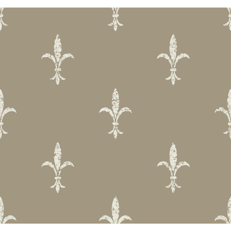 Fleur De Lis 27'27" Smooth Wallpaper Roll, Glint/Cream