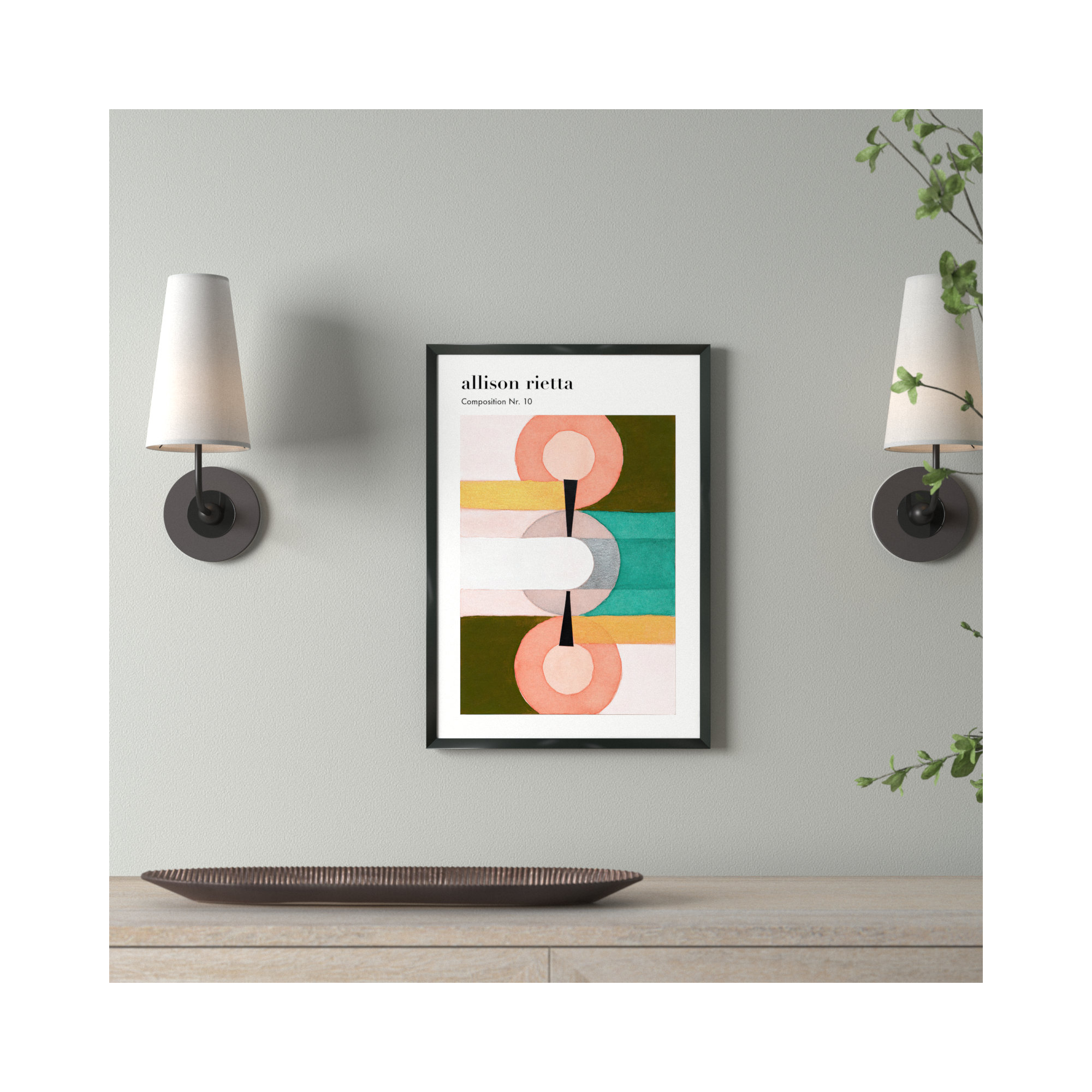 Composition Nr. 10 by Allison Rietta, Black Framed, 20" H x 14" W x 1.25" D